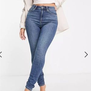 ASOS DESIGN lift and contour power stretch skinny jeans in dark blue